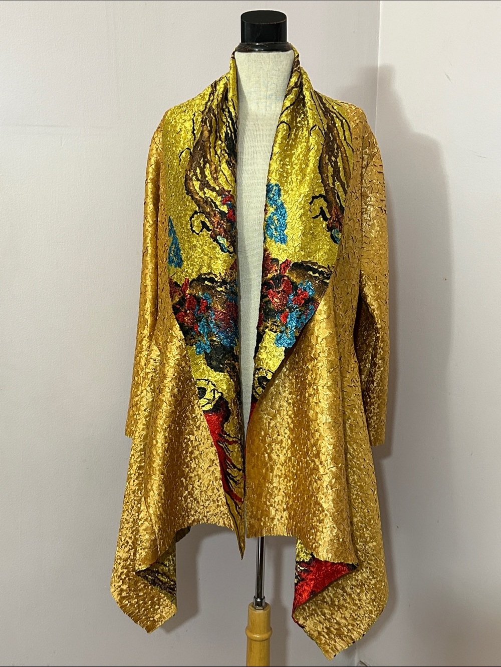 Silk Hand Pinched Pleat Silk Reversible Jacket OSFM M-XL - Picture 4 of 4